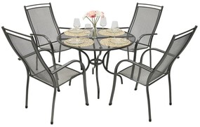 Metalowy zestaw ogrodowy PALMA III. 1 + 4 Stół ⌀ 105 cm (u503)