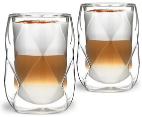 Zestaw 2 szklanek z podwójną ścianką do latté Vialli Design Geo, 350 ml