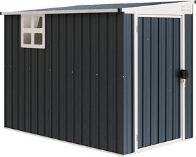 Outsunny Domek ogrodowy na narzędzia, z oknem, otworami wentylacyjnymi, zamykany, ze stali, Ciemnoszary