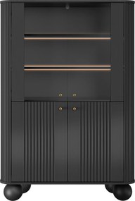 Witryna Vesper 103 cm czterodrzwiowa - czarny / złote uchwyty / nogi kule