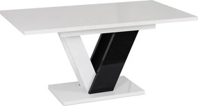 Stół Prostokątny Rozkładany CLARK 120-160 cm Czarny/Biały Połysk Glamour