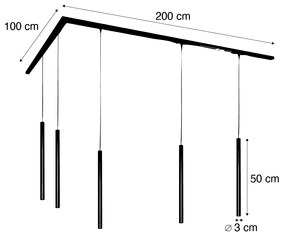 Nowoczesny system oświetlenia szynowego z 5 lampami wiszącymi, ciemny brąz, 1-fazowy - Iconic Frini Nowoczesny Oswietlenie wewnetrzne