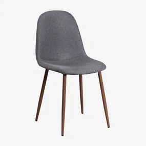 Tapicerowane Krzesło Jadalniane Glamm Ciemne Drewno & Pościel Atranzyt Szary & Lino - Sklum