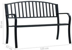 Czarna ławka ogrodowa z okuciem pionowym - Lenwa