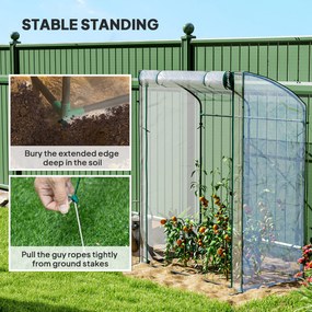 Outsunny Szklarnia z Drzwiami Łukowym Dachem Odporna na Zimę, Szklarnia Foliowa ze Stali 128 x 70 x 170 cm Przezroczysta