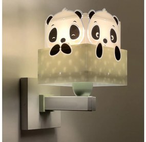 Dalber 63169H - Dziecięca lampa ścienna PANDA 1xE27/60W/230V zielona