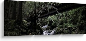 Obraz z czarnego lasu (z zegarem) (90x30 cm)