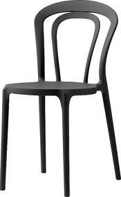 Zestaw 2 nowoczesnych czarnych krzeseł "Caffè" z polipropylenu, sztaplowanych, do użytku wewnątrz i na zewnątrz, cm 53x53 83h