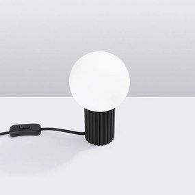 Czarna lampa stołowa ze szklanym kloszem (wysokość 19 cm) Orbital – Sollux