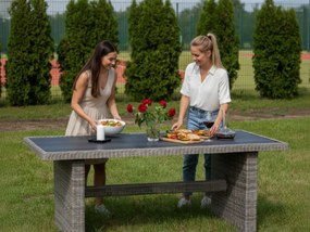 Duży stół ogrodowy okrągły technorattan 200 x 100 cm VERO