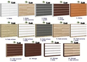 Komoda do salonu z gładkim frontem wenge + dąb sonoma - Deos 3X