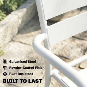 Outsunny Zestaw bistro 3-częściowy metalowy zestaw mebli ogrodowych z 2 krzesłami, stołem, design lamelowy, odporny na rdzę | Aosom PL