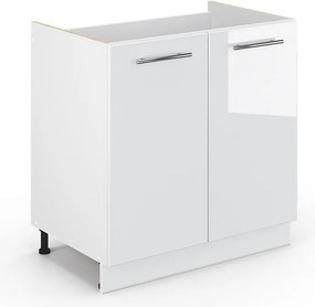 Szafka pod zlew biały wysoki połysk 80x51.6x82 fame-line