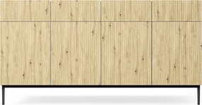 Komoda czterodrzwiowa Nicole 200 cm z szufladami - biały / dąb artisan / czarne nóżki