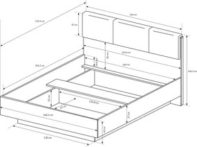 Łóżko RACO 160x200 cm w kolorze Jasnego DĘBU ARTISAN
