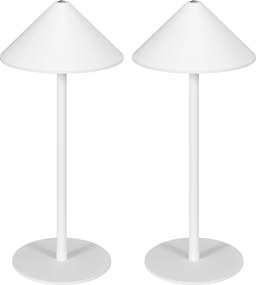 HOMCOM Ładowalna lampka stołowa LED z kablem USB, dotykowym przełącznikiem, metalowa, biała