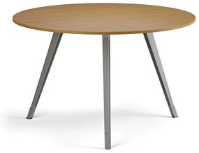 Stolik kawowy PRIMO ZEN, średnica 120 cm, szaro-srebrna podstawa, buk