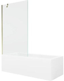 Mexen Cubik wanna prostokątna 150 x 70 cm z obudową i parawanem 1-skrzydłowym 100 cm, transparent, złoty - 550315070X9510000050