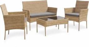 Zestaw mebli ogrodowych - sofa fotele i stolik Natal 010 naturalny