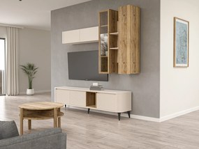 Szafka RTV Breathtaker 220 cm, piaskowy/dąb Mauvella