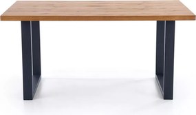 Nowoczesny rozkładany stół Perezo 160-250x90 cm, blat z okleiny naturalnej w kolorze dąb i metalowe czarne nogi w stylu loftowym