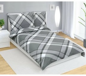 Pościel satynowa Bellatex Káro szara, 140 x 220cm, 70 x 90 cm, 140 x 220 cm, 70 x 90 cm