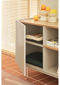 Beżowo-naturalna niska komoda w dekorze dębu 130x78 cm Otto – Teulat