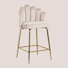 Zestaw 2 Aksamitnych Wysokich Stołków Markina Beige Crema & ↑65 Cm - Sklum