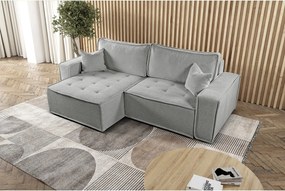 Narożnik z funkcją spania w kształcie L Bohoo, tkanina Raven, Ciemnobeżowy, Lewy