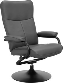 Szary fotel wypoczynkowy z imitacji skóry z podnóżkiem Istad – Støraa