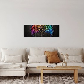 Obraz – Drzewo pełne kolorowych serc (z zegarem) (90x30 cm)