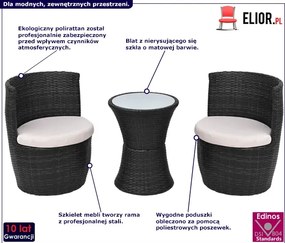 Zestaw czarnych mebli ogrodowych - Lisga