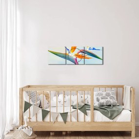 Obraz kwiatu Strelicji (z zegarem) (90x30 cm)