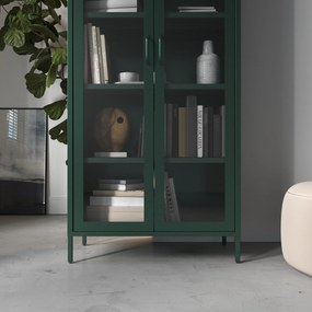 Witryna szklana do salonu butelkowa zieleń Modern ANGELO 800 x 1850 x 450 mm