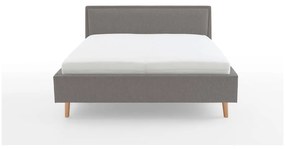 Jasnoszare tapicerowane łóżko dwuosobowe ze schowkiem i stelażem 180x200 cm Frieda – Meise Möbel