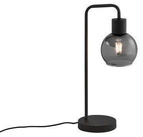 Lampa stołowa art deco czarna z przydymionym szkłem - Vidro ArtDeco Oswietlenie wewnetrzne