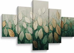 Obraz - Złoto-zielone liście (125x70 cm)