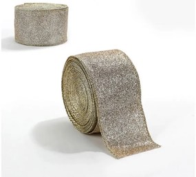 Wstążka świąteczna FESTIVE 5 cm x 2 m, złoto-srebrna