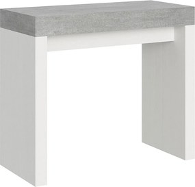Konsola rozkładana 90x40/300 cm Roxell Mix Blat Cementu - Struktura Frassino biała