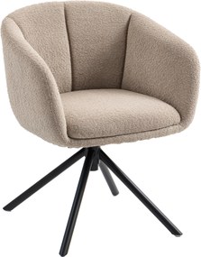 HOMCOM Fotel, Siedzisko z wygodnym siedziskiem, obrotowy, miękki pokrycie, do 120 kg, Jasnobrązowy