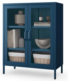 Witryna przeszklona niska granatowa: Modern GINA, 800 x 1015 x 400 mm