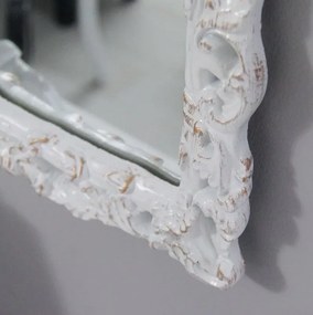 Ażurowe lustro owalne Deko Trends 52x34,5 cm polirezyna biel postarzana