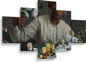 Obraz - Frédéric Bazille, Young Woman with Peonies, reprodukcje (125x70 cm)