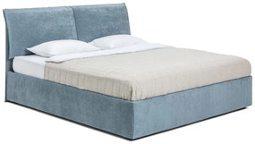 Niebieskie tapicerowane łóżko dwuosobowe ze schowkiem i stelażem 180x200 cm Thessa Pillow – Bonami Selection