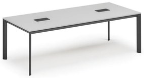 Stół konferencyjny PRIMO INVITATION, 240x120 cm, bialy + 2x port blatowy TYP VI, czarny
