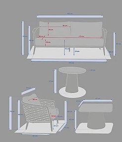 Zestaw aluminiowy dla 5 osób ARCADA (beżowy)