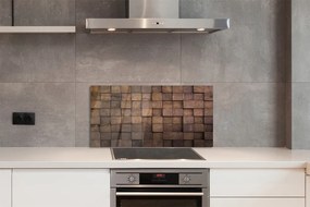 Panel szklany do Kuchni Drewniana Kostka Brukowa