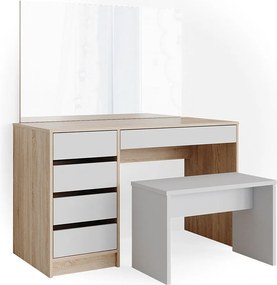 Stół o jamierze biały/sonoma 120x55x75 sherry