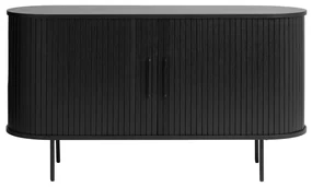 Czarna niska komoda w dekorze dębu z drzwiami przesuwnymi 140x76 cm Nola – Unique Furniture