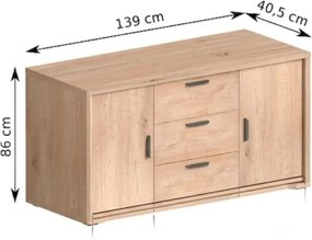 Komoda BRESSO 139 cm do Salonu Sypialni Dąb